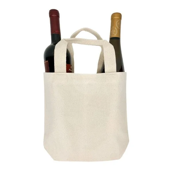 12 Oz. Canvas Two Bottle Wine Tote Bag (Q371211)