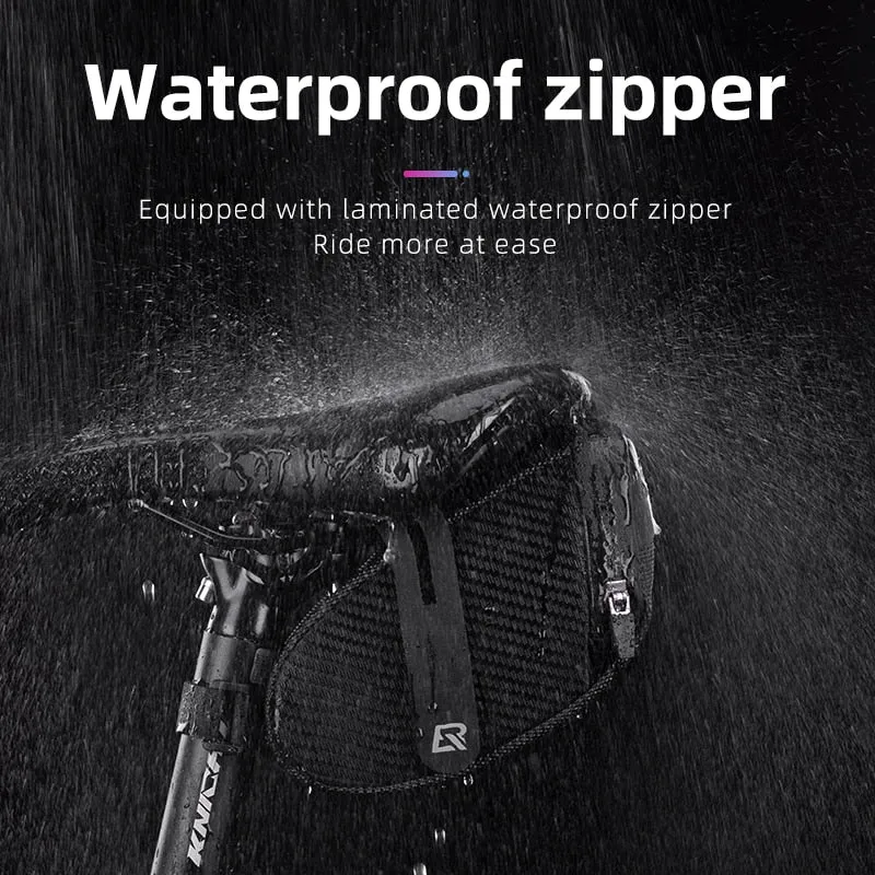 Bicycle Bag Water Repellent Reflective Hidden Space Large Saddle Bag Scrath Resistant Cycling Bag