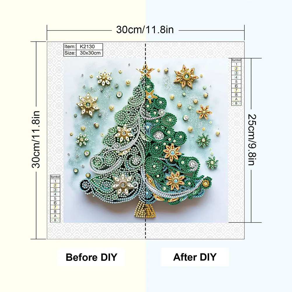 Christmas Tree - Partial Special-Shaped Drill Diamond Painting 30*30CM