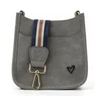 CLEARANCE: Elm Mini Vegan Suede Messenger - Grey