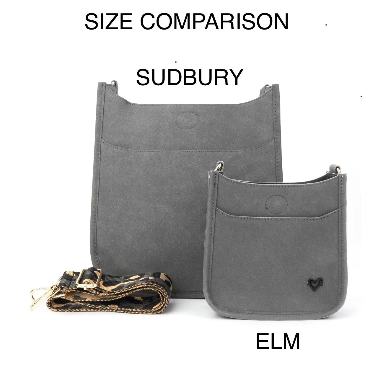 CLEARANCE: Elm Mini Vegan Suede Messenger - Grey