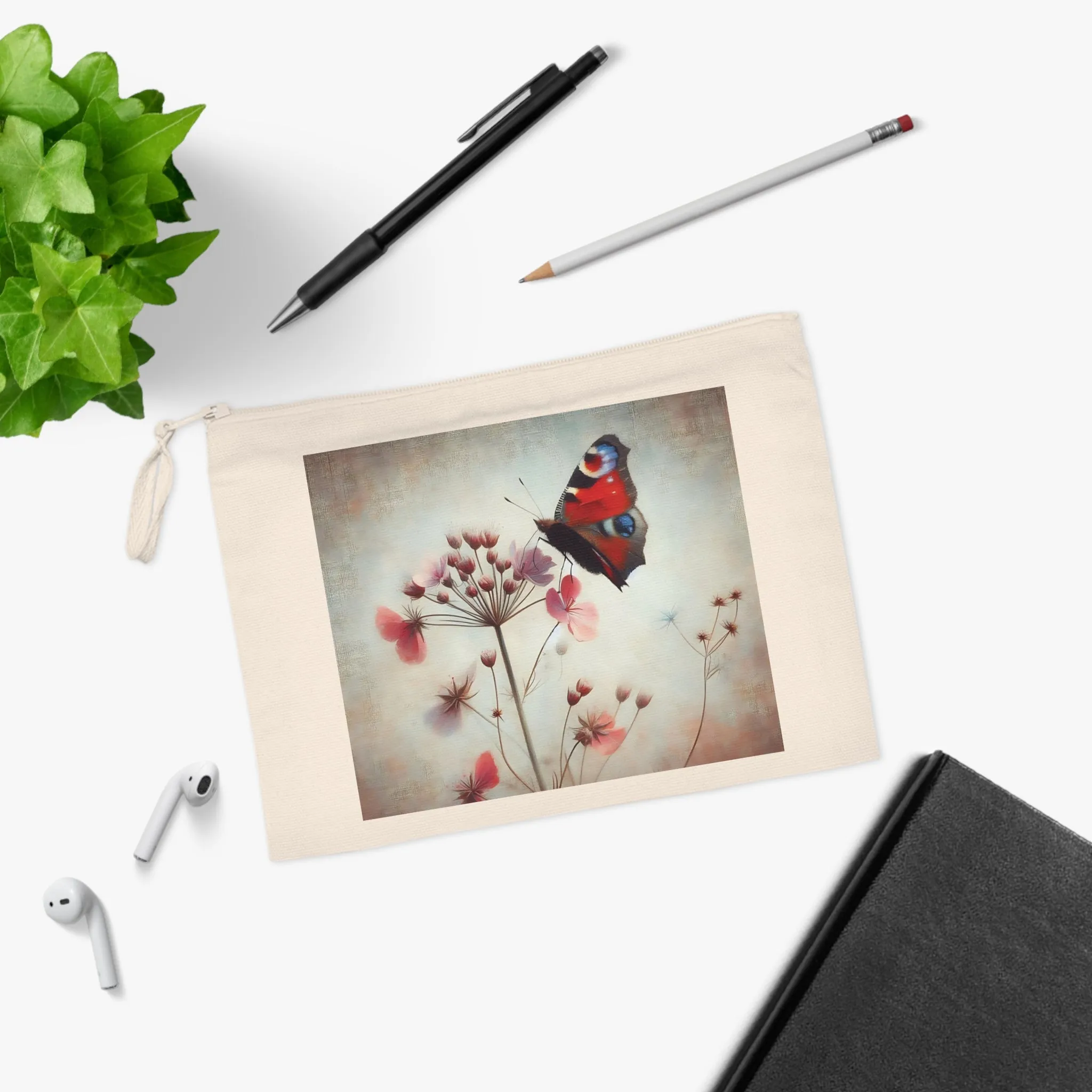 Colorful butterfly on a flower in pastel colors Pencil Case
