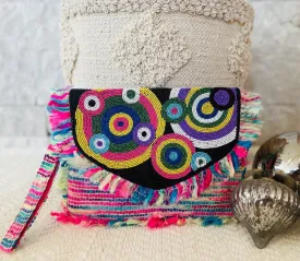 Colorful Style Beaded Wristlet Clutch