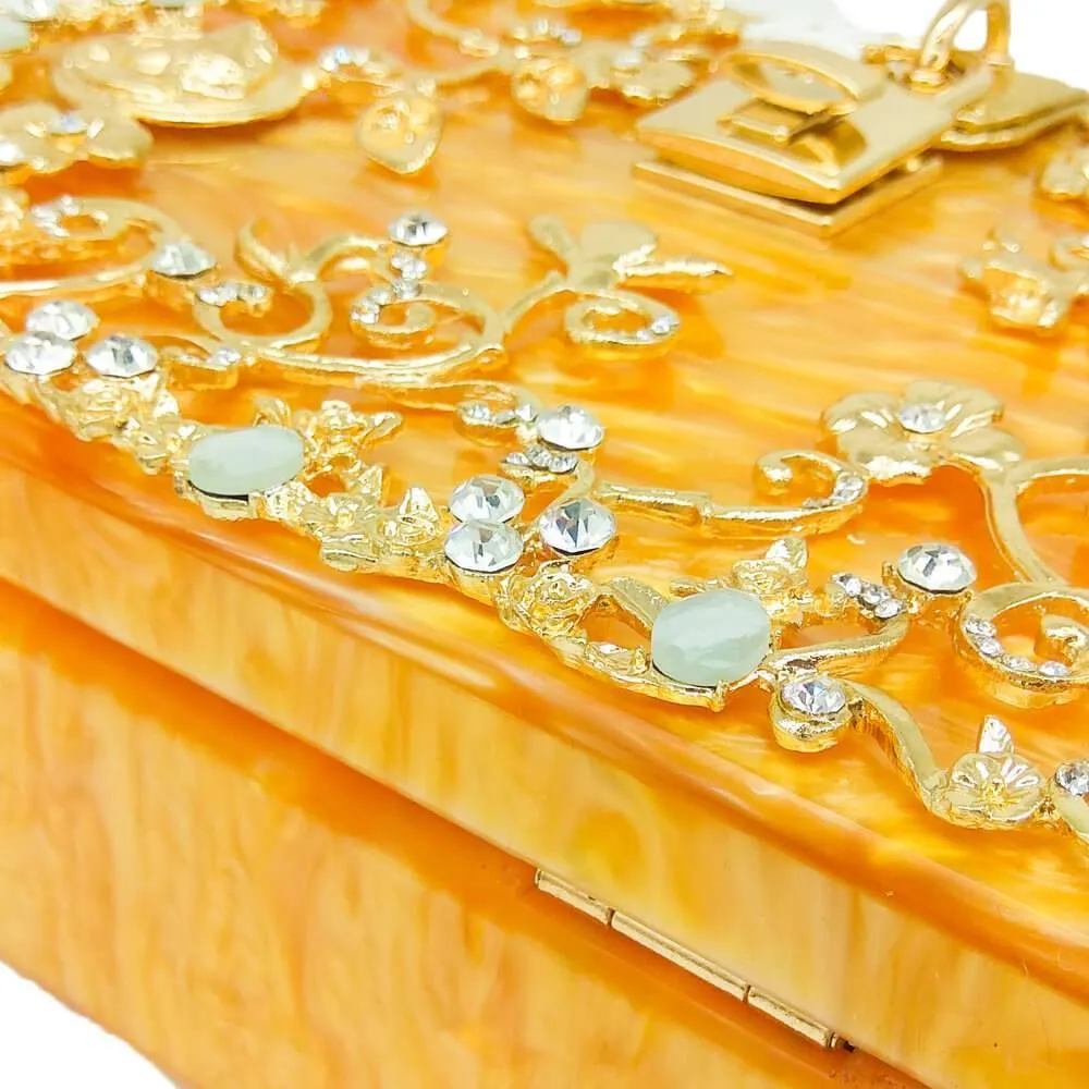 Crystal Flower Evening Clutch Box Wallet