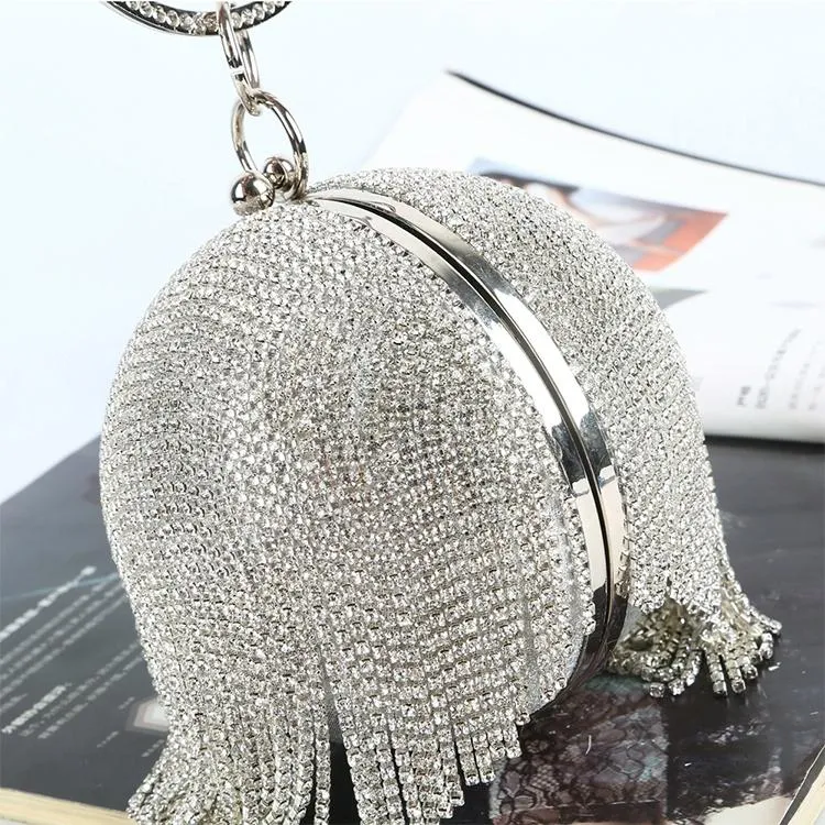 Crystal Tassel Clutch for Weddings and Parties - Gold Crystal Bag