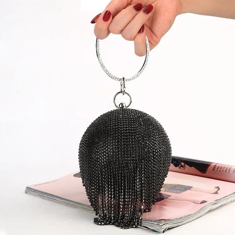 Crystal Tassel Clutch for Weddings and Parties - Gold Crystal Bag