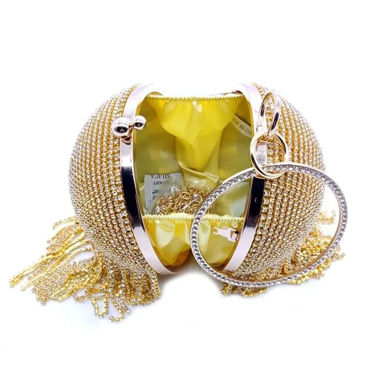 Crystal Tassel Clutch for Weddings and Parties - Silver Crystal Bag