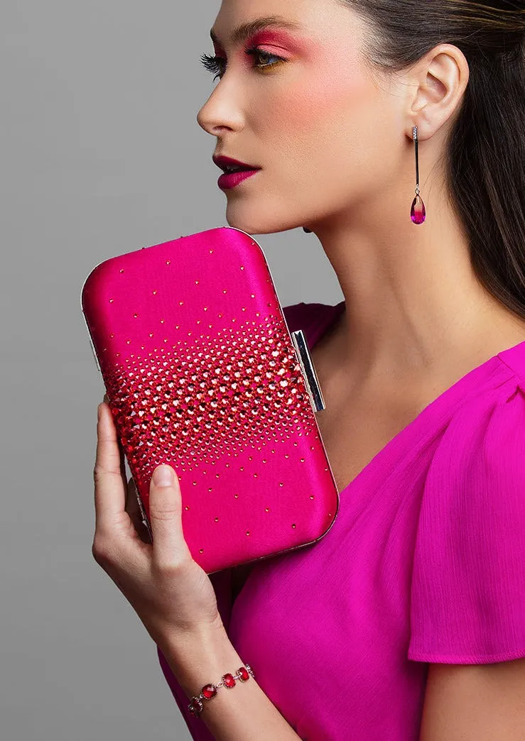 Ella Hot Pink Crystal Clutch
