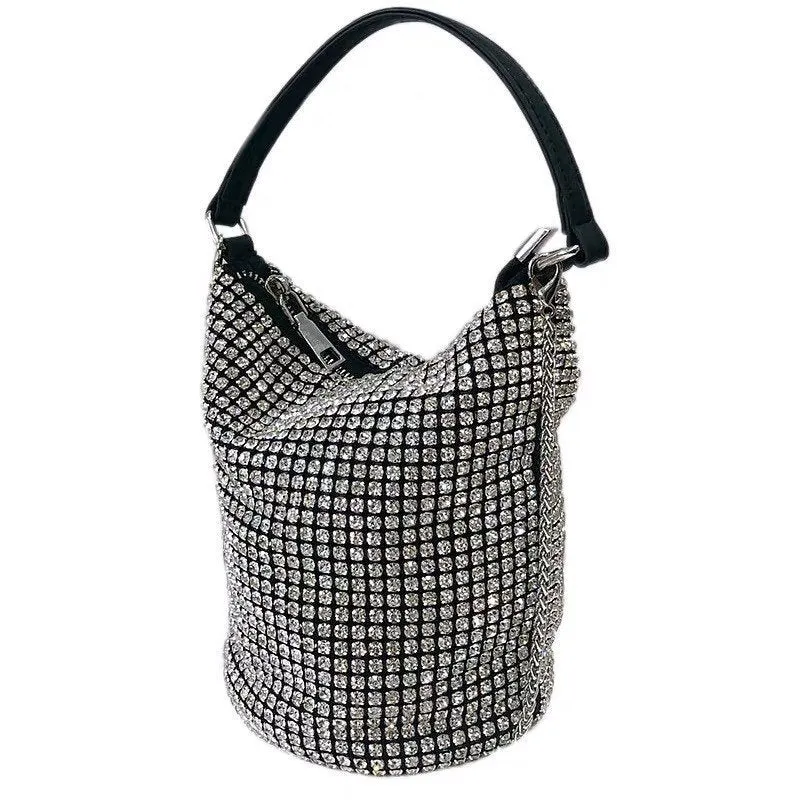 Fashionable Bling Purse - Celebrity Stylish Fashion Handbag Pouch with Bedazzled Crystal Rhinestone for wedding prom festival fashion party