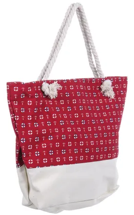 FSB19904 Red Summer Print Jumbo Size Beach Bag