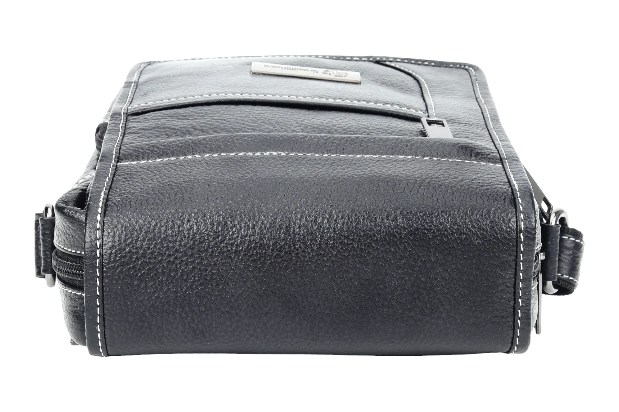 Leather Messenger Bag 90406 (BLACK)
