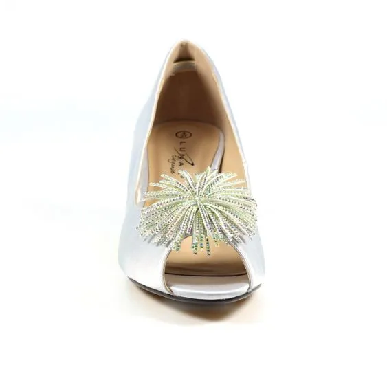 Lunar Lucia Silver Satin Beaded Shoe