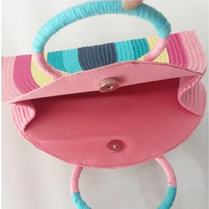 Malia Rainbow Stripe Woven Handbag