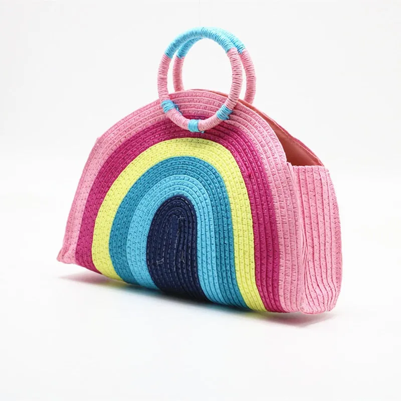 Malia Rainbow Stripe Woven Handbag
