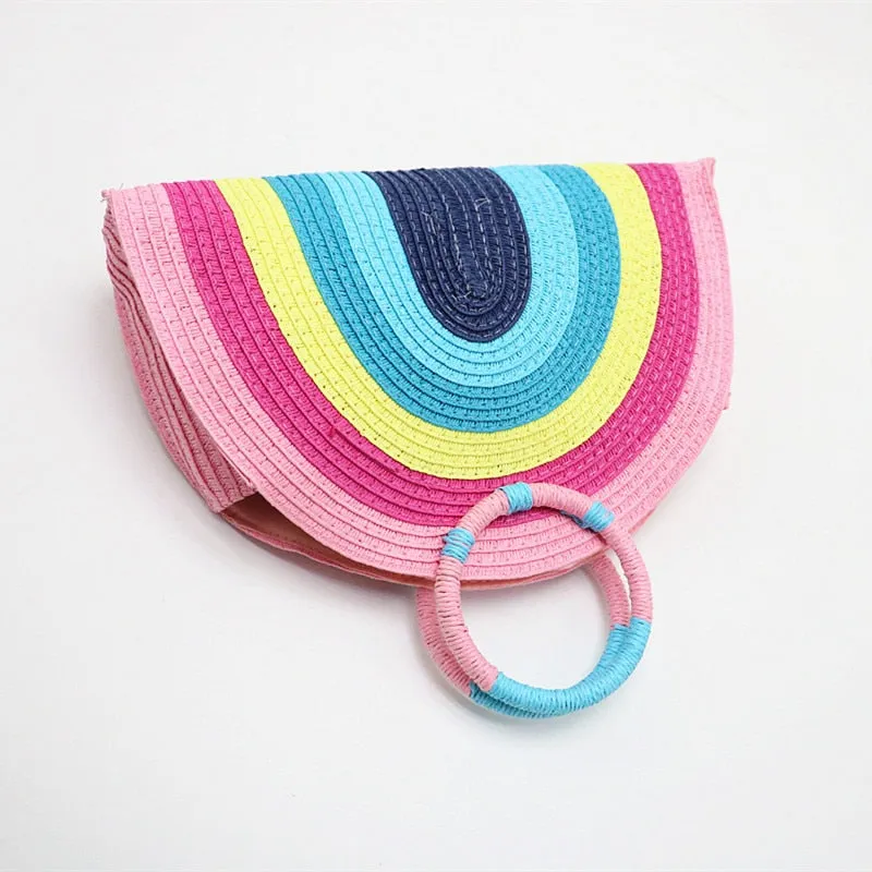 Malia Rainbow Stripe Woven Handbag