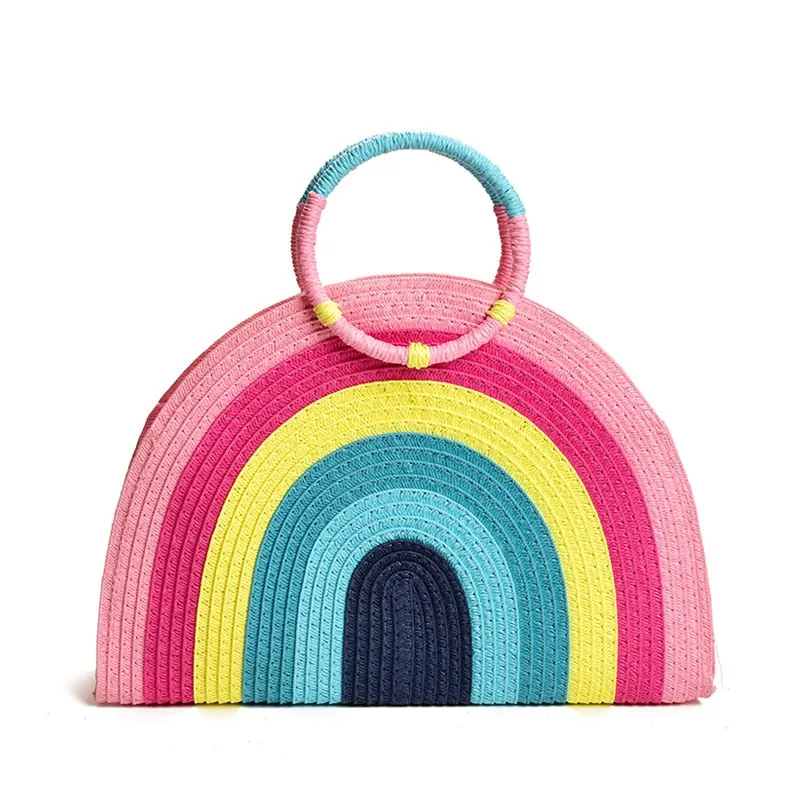 Malia Rainbow Stripe Woven Handbag