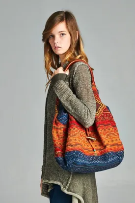 Multi Pattern Hobo Bag