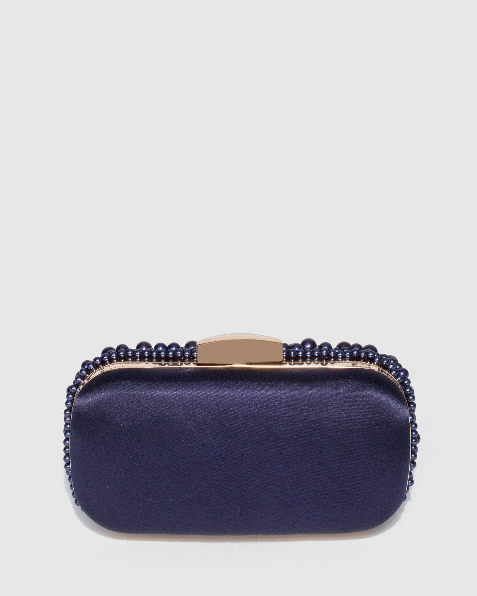 Navy Blue Sarah Beaded Clutch Bag