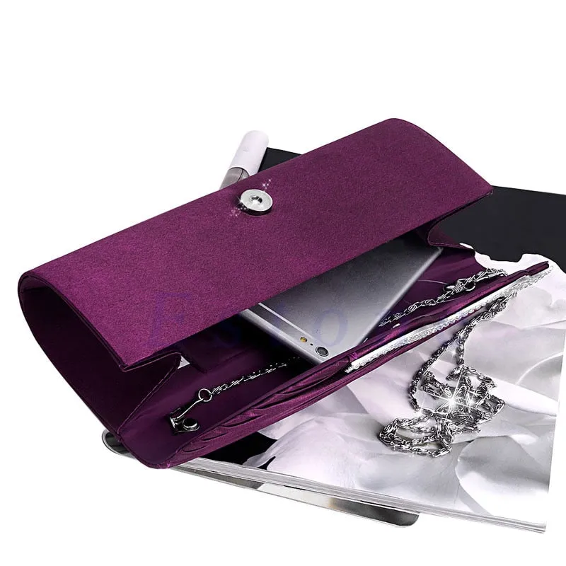 New Fashion Satin Diamante Pleated Crystal Evening Handbag Purse