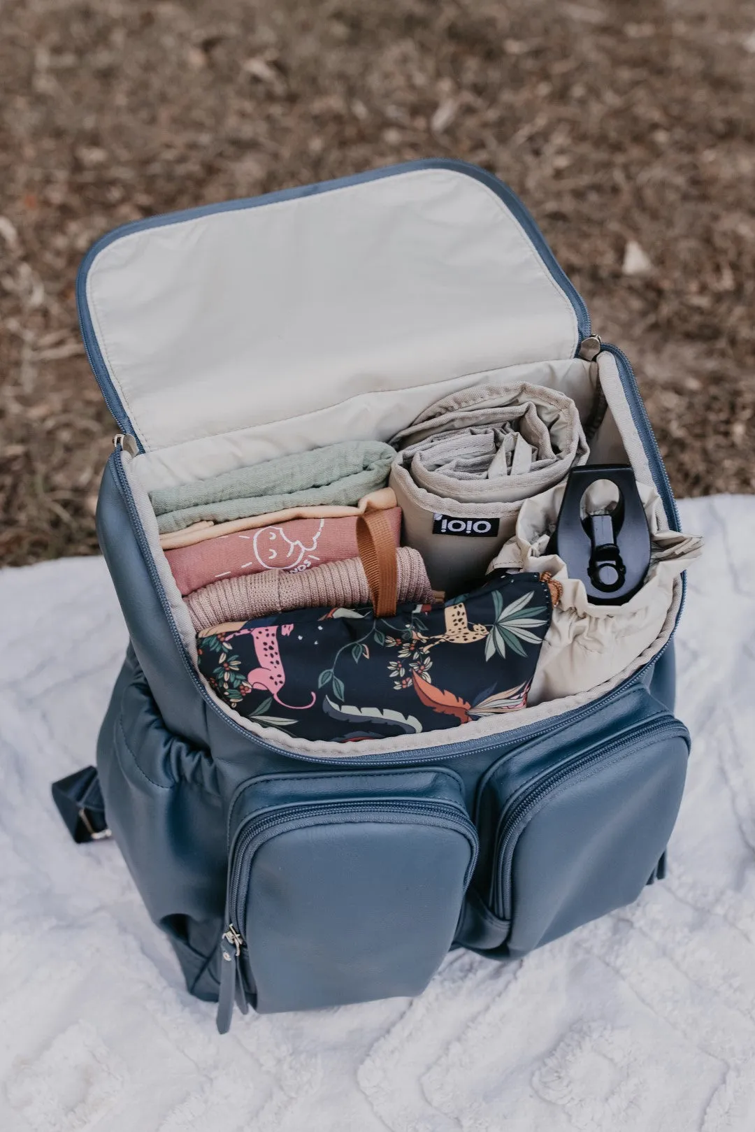 OiOi Nappy Backpack - Stone Blue