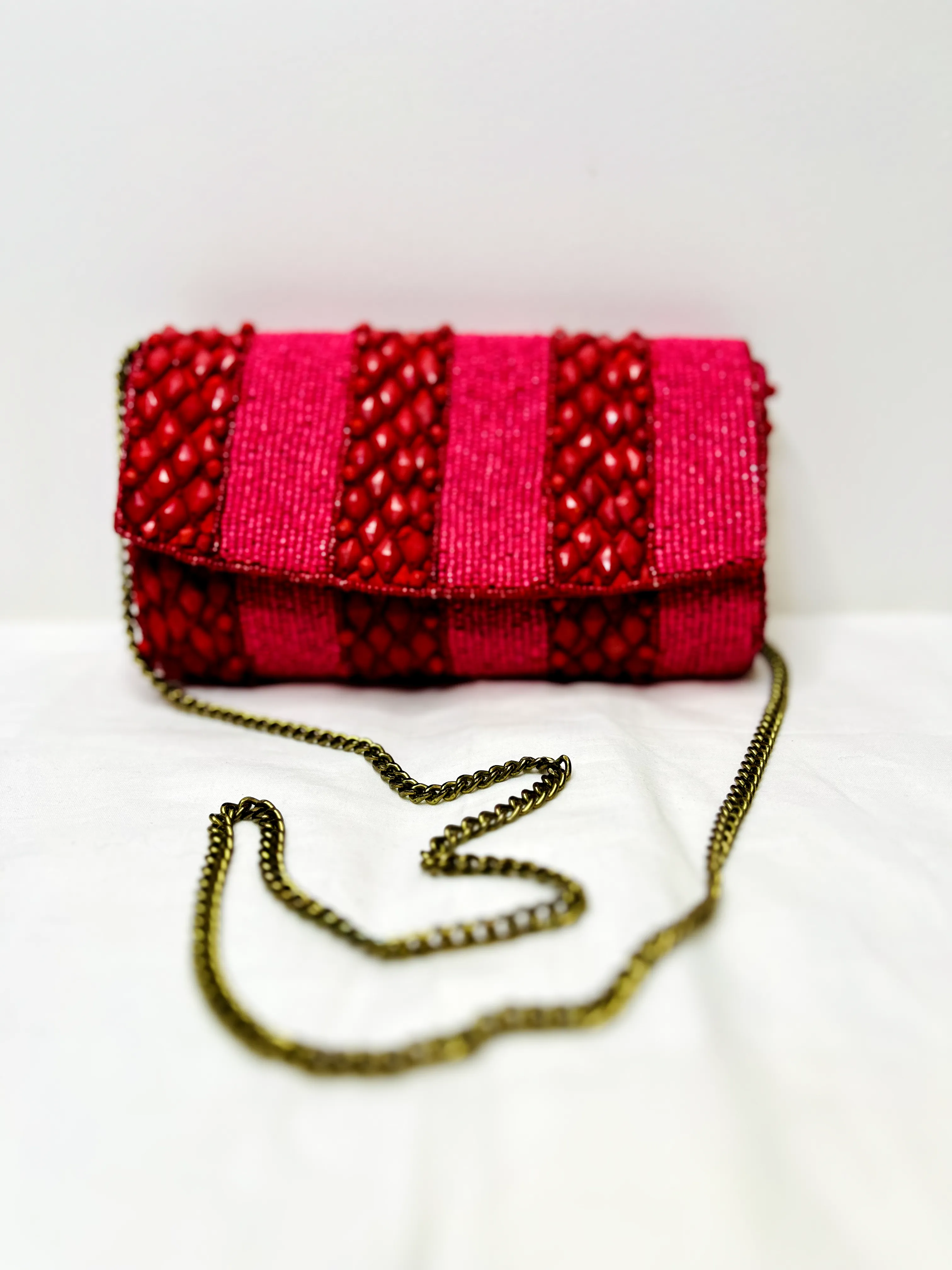Red Beaded Sling Bag