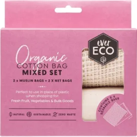 Reusable Produce Bags - Organic Cotton Mixed Set - 4 Pack