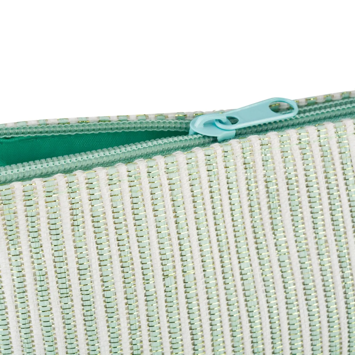 Shimmery Green Striped Woven Paper Beach Tote Bag