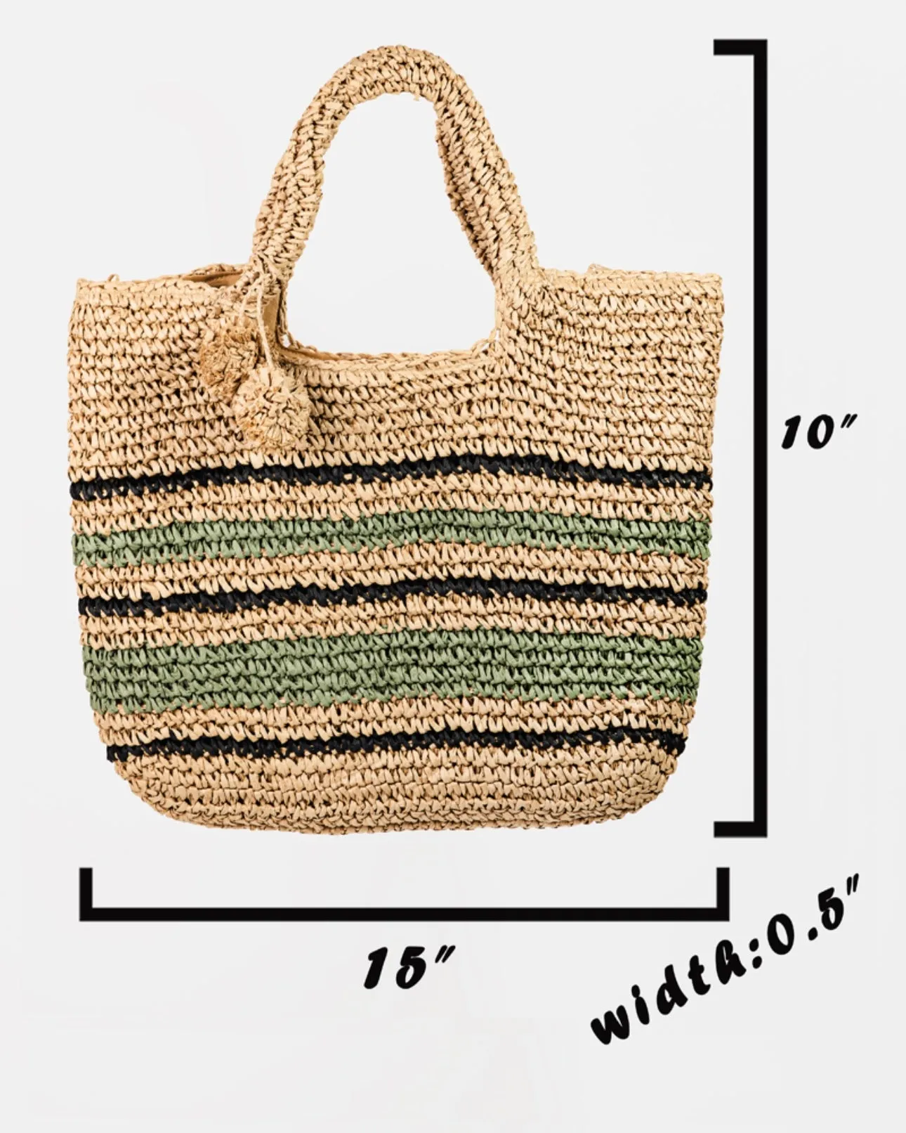 St. Kitts Striped Straw Braided Tote Bag