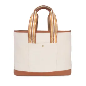 The Capri Everyday Stripe Tote (Brown Striped)