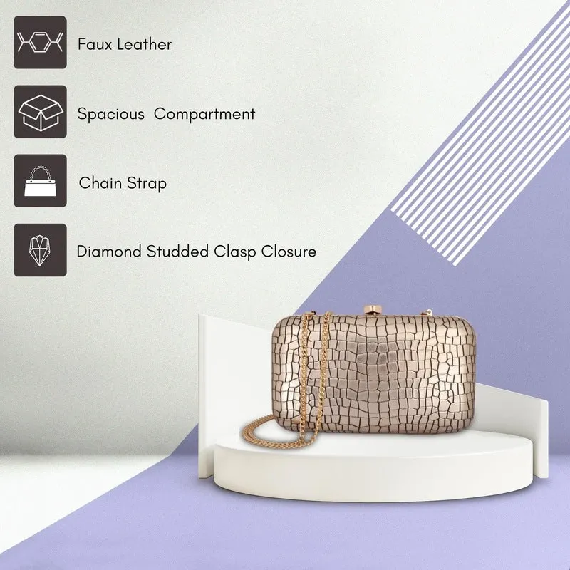 THE CLOWNFISH Emerald Collection Womens Party Clutch Ladies Wallet Evening Bag with Fashionable Round Corners Beads Work Floral Design (White)