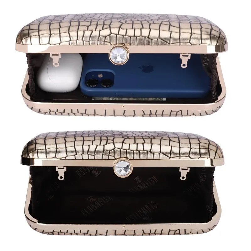 THE CLOWNFISH Emerald Collection Womens Party Clutch Ladies Wallet Evening Bag with Fashionable Round Corners Beads Work Floral Design (White)