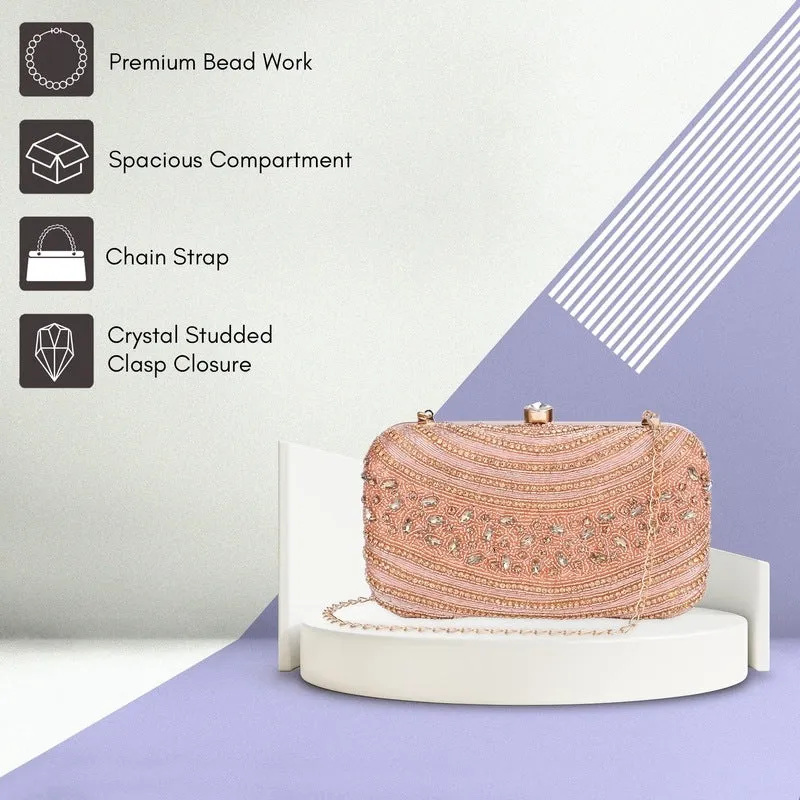 THE CLOWNFISH Gleamgrace Collection Faux Leather Womens Party Clutch Ladies Wallet Evening Bag Purse with Fashionable Round Corners (Golden)