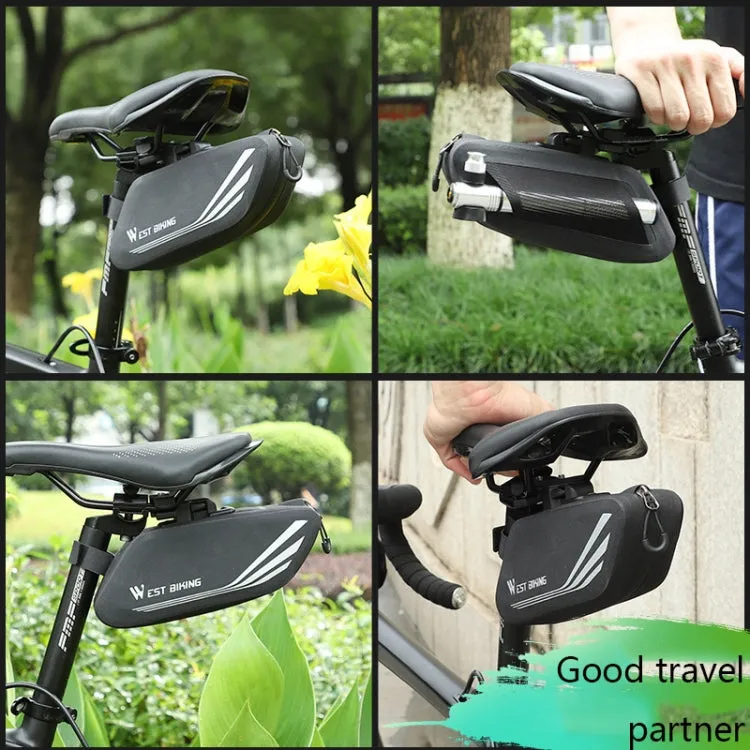 WEST BIKING YP0707219 Bicycle Portable Reflective Tail Bag Waterproof Saddle Bag Hard Shell Seat Tube Bag Riding Equipment(Black)