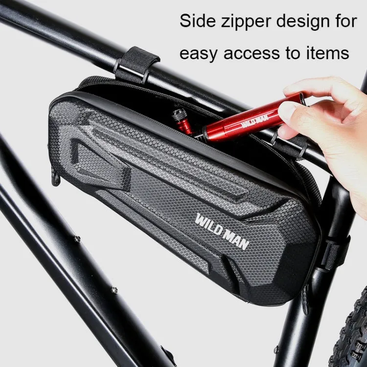 WILD MAN XT9 1.8L EVA Hard Shell Bike Front Beam Triangle Bag Electric Vehicle Waterproof Bag(Twill Pattern)