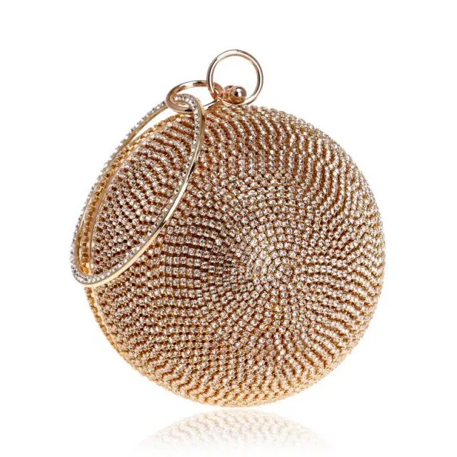 Women Gold Clutch Bag Full Crystal Clutch Purse Ball Shaped Clutches Lady Handbags Wedding Purse Chain Shoulder Bag ZD1044