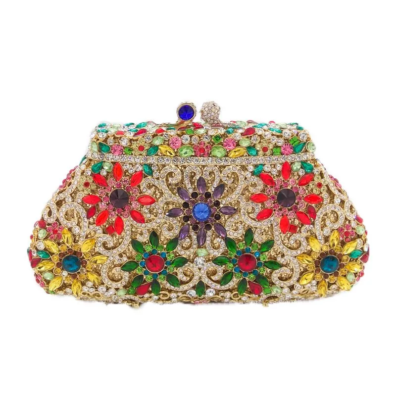 Women Silver Evening Crystal Handbags Prom Bag Bridal Clutches