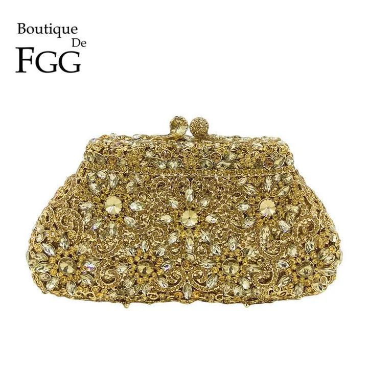 Women Silver Evening Crystal Handbags Prom Bag Bridal Clutches