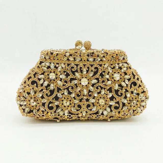 Women Silver Evening Crystal Handbags Prom Bag Bridal Clutches