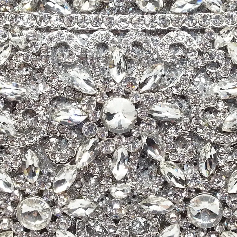 Women Silver Evening Crystal Handbags Prom Bag Bridal Clutches