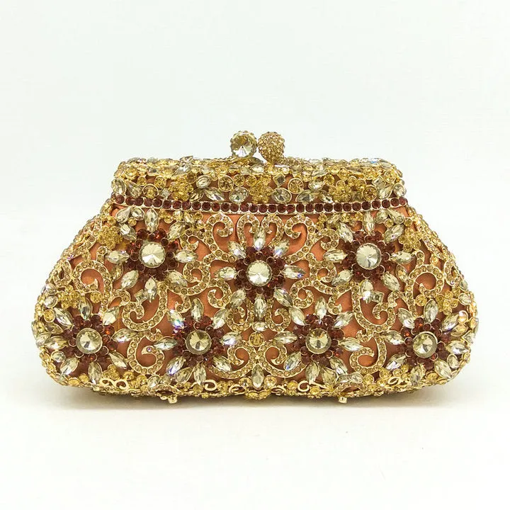 Women Silver Evening Crystal Handbags Prom Bag Bridal Clutches