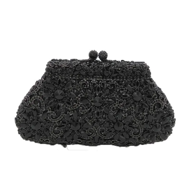 Women Silver Evening Crystal Handbags Prom Bag Bridal Clutches