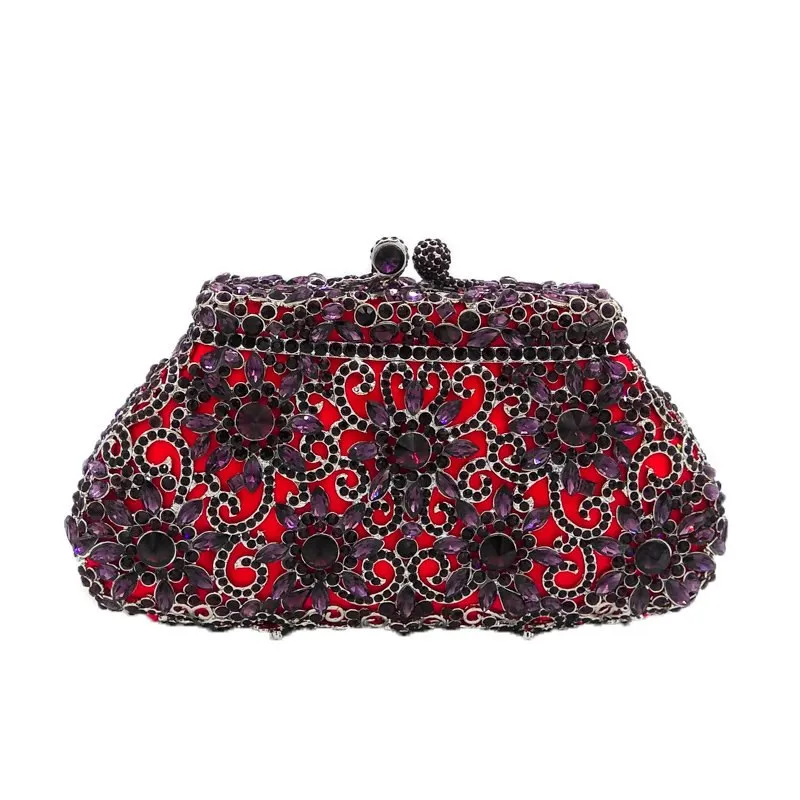 Women Silver Evening Crystal Handbags Prom Bag Bridal Clutches