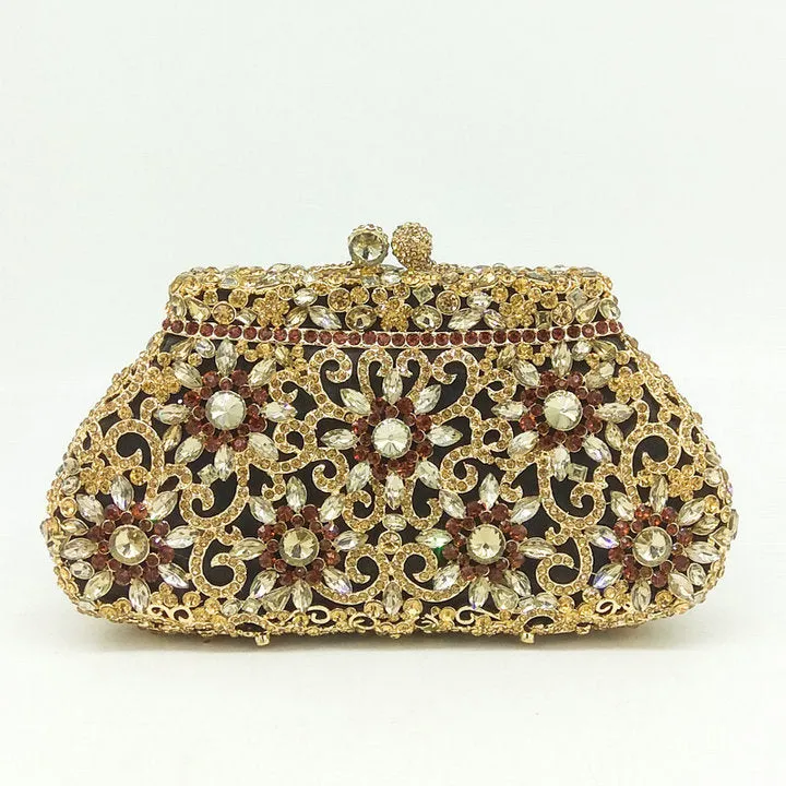 Women Silver Evening Crystal Handbags Prom Bag Bridal Clutches