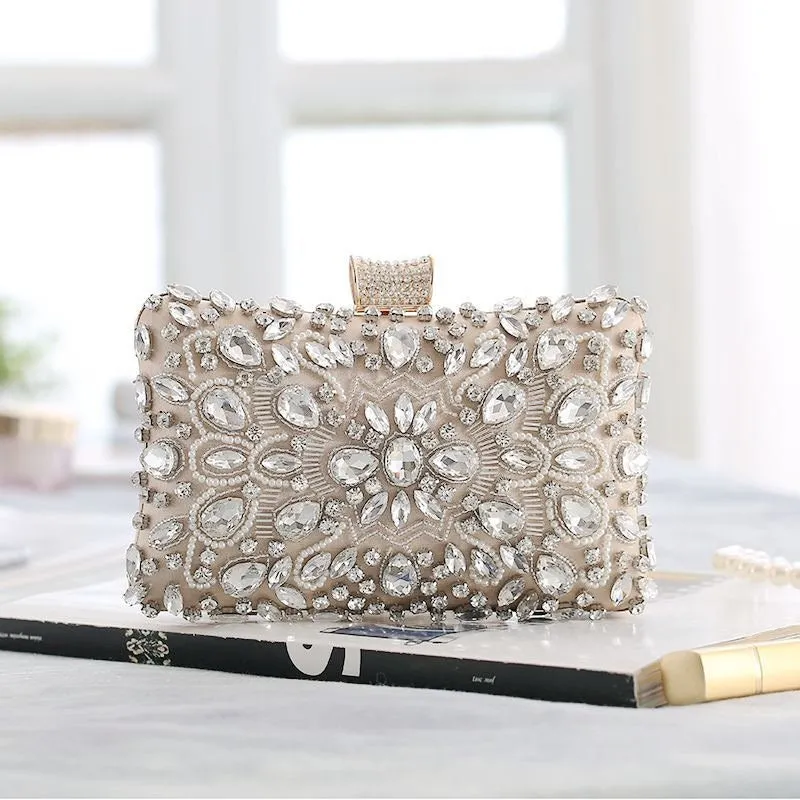 Womens Crystal Evening Clutch Bag Wedding Purse Bridal Prom Handbag Party Bag