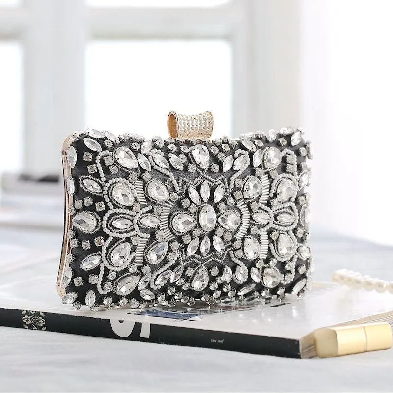 Womens Crystal Evening Clutch Bag Wedding Purse Bridal Prom Handbag Party Bag
