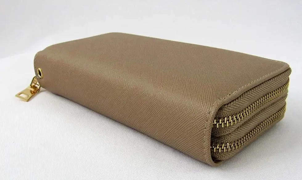 Wristlets Wallet Taupe Double-zipper