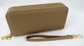 Wristlets Wallet Taupe Double-zipper