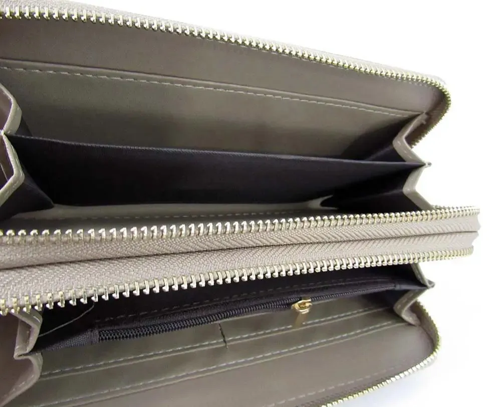 Wristlets Wallet Taupe Double-zipper