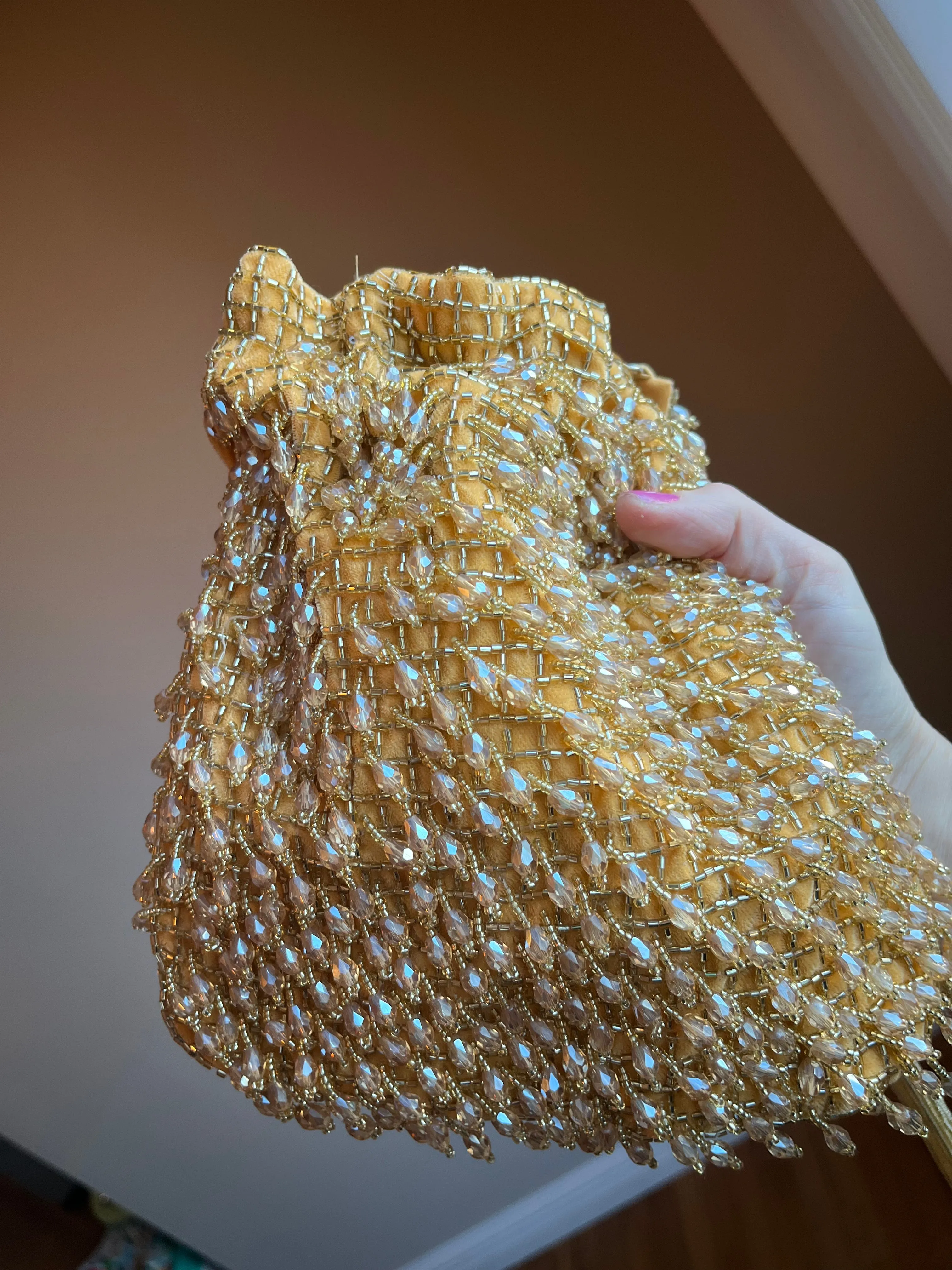 Yellow Gold Beaded Purse by Merry Dove