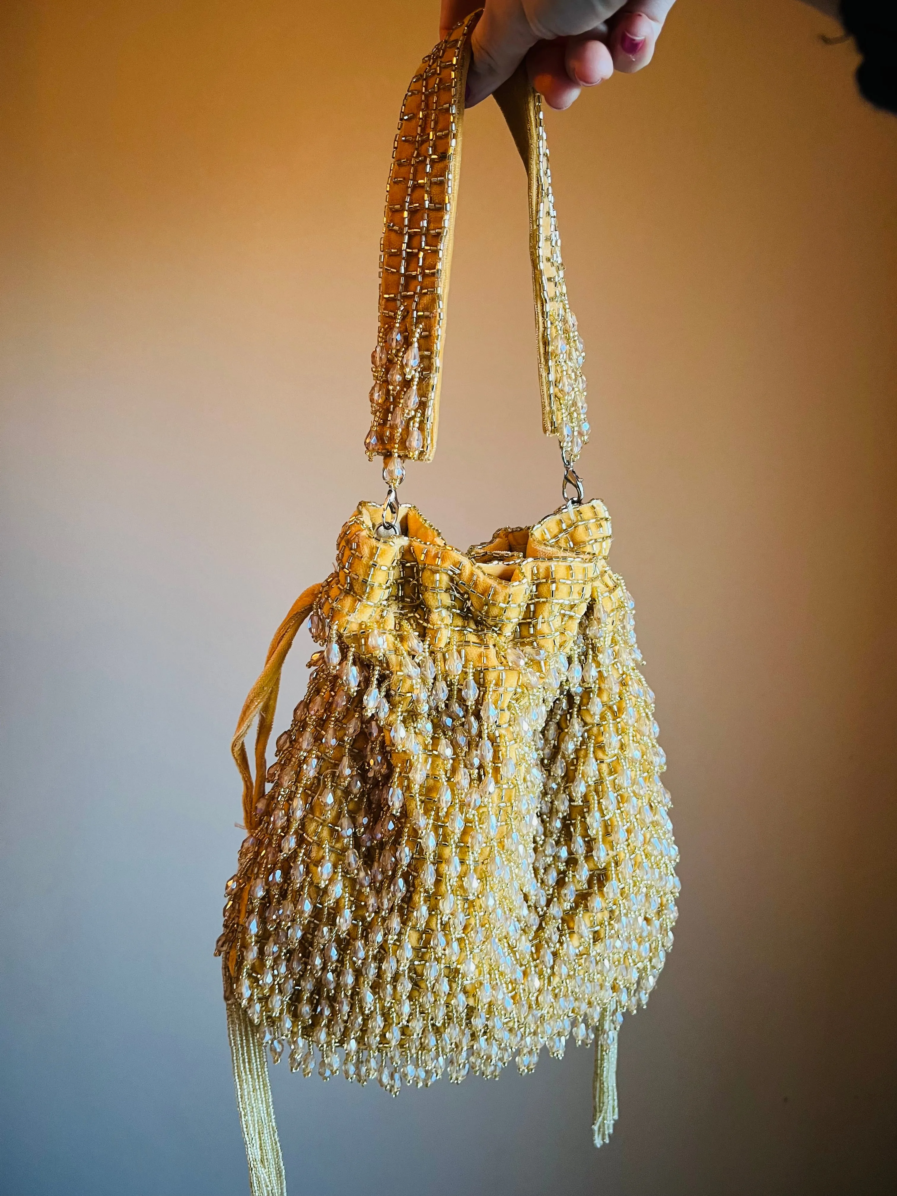 Yellow Gold Beaded Purse by Merry Dove